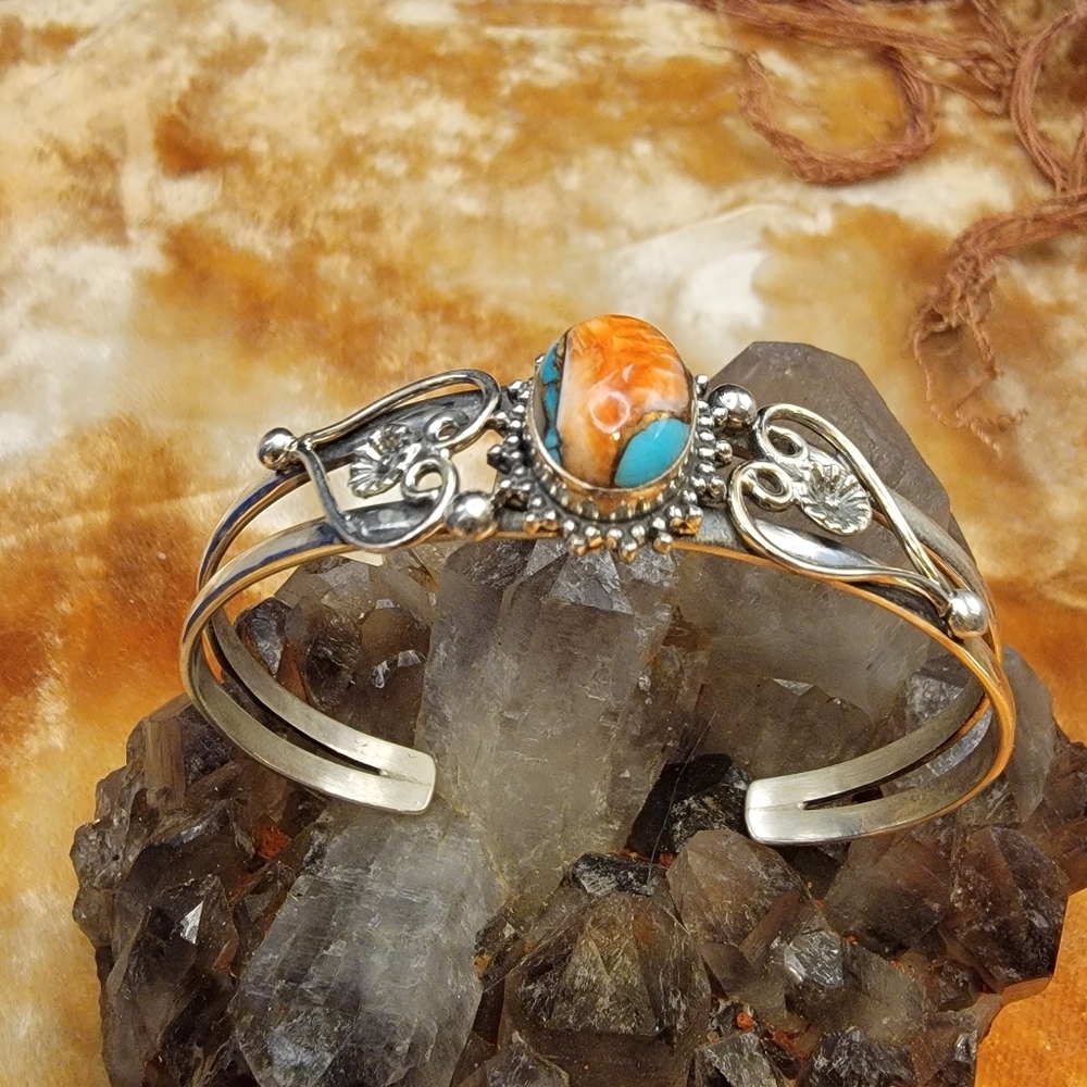 NEW Sterling Silver Spiny Oyster Turquoise Cuff Bracelet Southwestern Tribal 379